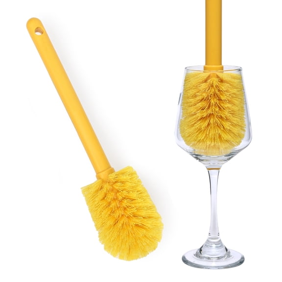 Goblet Cleaning Brush with Non Scratch Bristles, 12 Inch Glass Cleaning Brush with Rounded Bristle