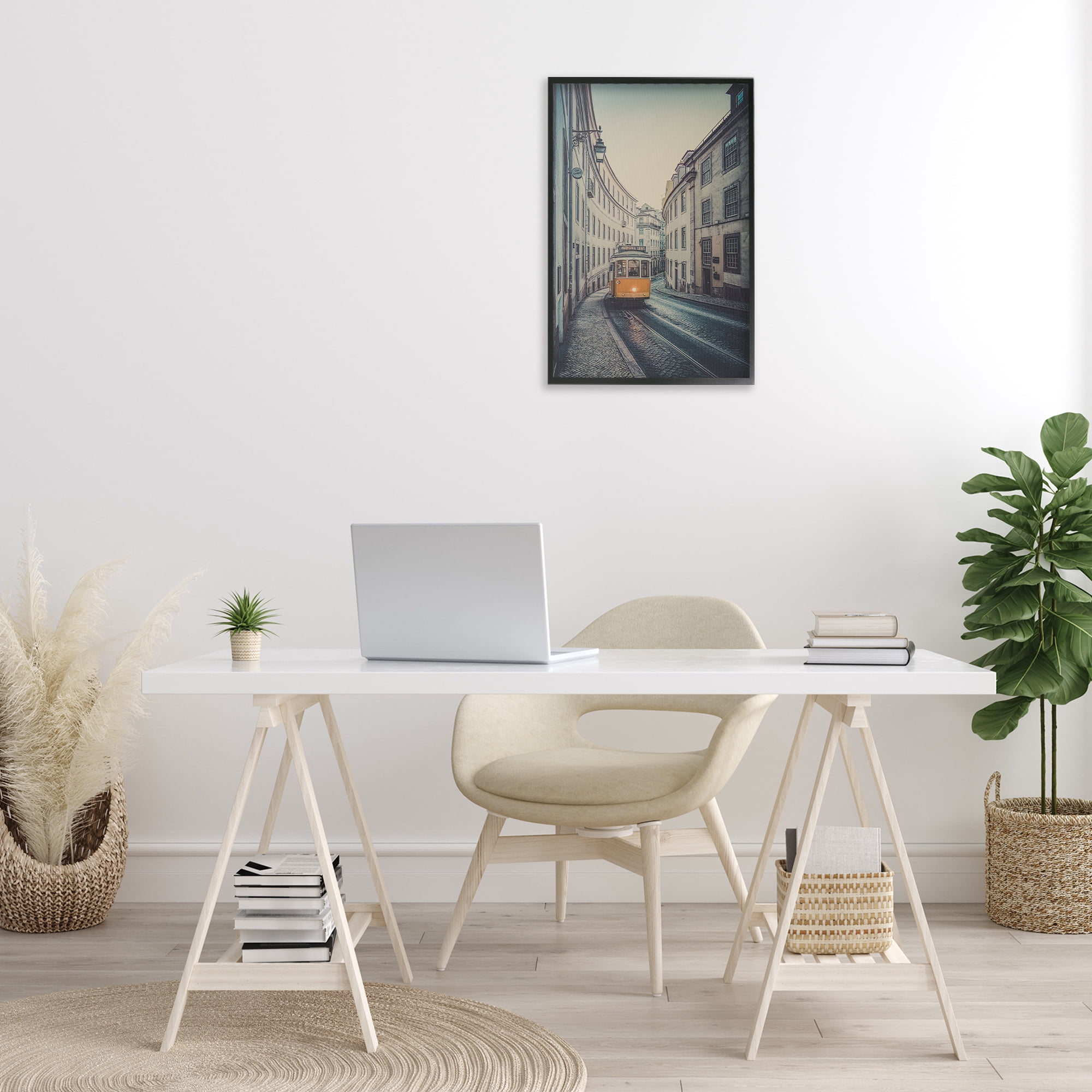 Stupell Industries Trolley Car Cityscape Town & City Photography Black Framed Art Print Wall Art, 16 x 24
