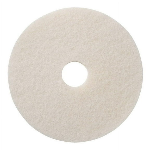 Boardwalk Polishing Floor Pads, 18" Diameter, White, 5/Carton -BWK4018WHI