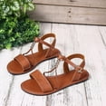 thumbnail image 4 of Summer Sandals For Women Boho Flat Heel Open Toe Ankle Straps Solid Color High Heel Shoes for Women Casual Outdoor Beach Vacation Holiday Fashion Brown 40, 4 of 5