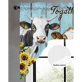 thumbnail image 2 of Farmhouse Cow Swag Valances for Windows, Small Curtains Drapes, Cabin Sunflowers Animals Blue Wooden Grain Kitchen Window Curtains Over Sink Window Treatment Valance for Bedroom/Bathroom 56"x36", 2 of 5