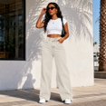 thumbnail image 2 of BODOAO Women's High Waisted Wide Leg Jeans Baggy Straight Leg Denim Pants with Pockets Button Fly Vintage 90s Skater Trousers Casual Relaxed Fit Jeans for Women Khaki M, 2 of 5