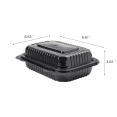 thumbnail image 3 of Karat 9'' x 6" Black PP Plastic Hinged Container, 1 compartment - 250 ct, 3 of 10