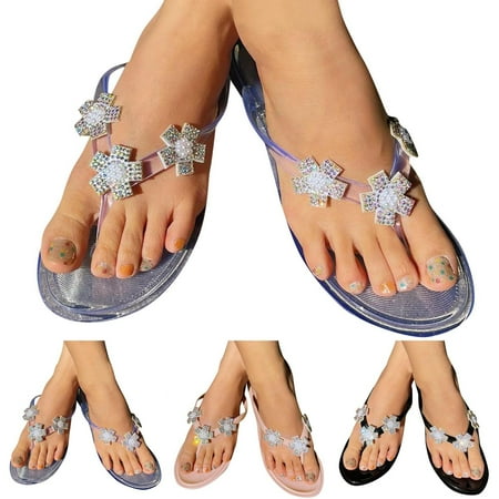 

Aayomet House Slippers for Women Women Slippers New Pattern Summer Rhinestone Pearl Decoration Flip Flop Flat Bottom Comfortable Clear 9