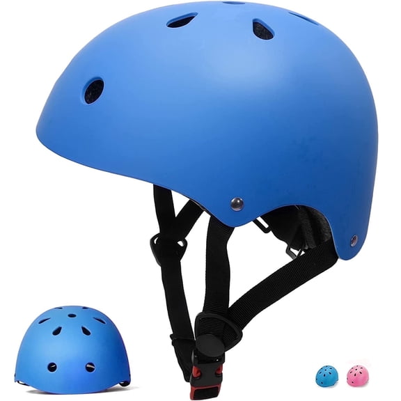 Tripumer Kids Bike Helmets Protective Pads Set 3-8 Years Old Boys Girls Childrens Adjustable Skateboard Cycling Helmets Blue