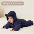 thumbnail image 4 of FYDUU Baby Bear Outfit Fold-Over Mittens Footies Girls Boys Winter Snowsuit Clothes Hooded Jumpsuit Onesie Outwear 6-9 Months, 4 of 9