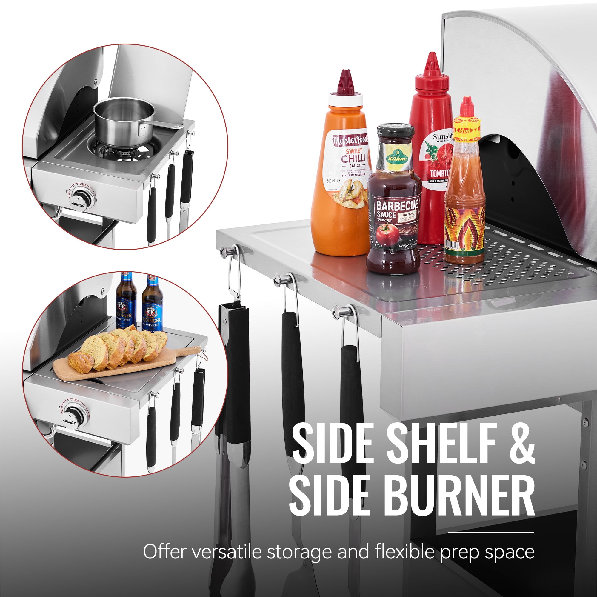 Royal Gourmet GE4001S 4-Burner Gas Grill with Side Burner for Backyard Cooking, Silver