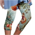 thumbnail image 2 of Leggings under $5! Cagogo Womens Summer Capri Leggings Floral Print Plus Size Lounge Capri Leggings Workout Athletic Running Casual Summer Knee Length Elastic Waist Soft Stretchy Cropped Pants, 2 of 6