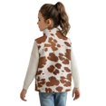 thumbnail image 2 of Garronmavis Brown Cow Print Full Zip Vest Stylish Girls Outerwear Vests Winter Lightweight Sleeveless Jacket with Pocket Comfortable Fall Winter Warm Waistcoat Outerwear for Girls, 2 of 7