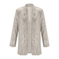 thumbnail image 3 of Women's Sequins Open Front Jacket, Long Sleeve Glitter Cardigan, Shiny Lapel Coat, Lightweight Outerwear, Casual Evening Wear, Fall Winter Sparkly Cover-Up Silver, 3 of 7