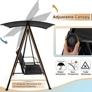 Costway 2-Seat Patio Swing Porch Swing with Adjustable Canopy for Garden Black
