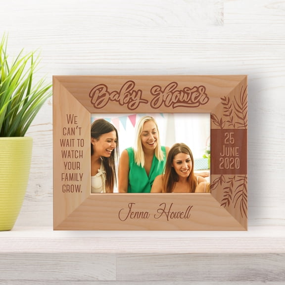 We Can't Wait To Watch Your Family Grow Personalized Wooden Frame-5" x 3 1/2" Brown Horizontal