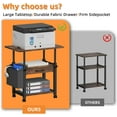 thumbnail image 4 of Large Printer Stand with Storage Drawer and Side Bag, 3-Tier Height Adjustable Table for Home Office, Fits Heat Press/Laser/3D Printer (Rustic Brown), 4 of 14