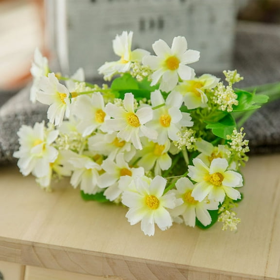 AURIGATE Artificial Daisies Flowers Outdoor Fake Plants White Gerber Daisy Fake Foliage Greenery Faux Plants for Graves Hanging Outside Planter Window Box Wedding Decoration