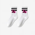 thumbnail image 1 of 1 Pair Barbies Cartoon Women's Mid Length Socks Solid Color Parallel Stripe Simple Fashion Sports Sweat-Absorbing Ladies' Socks DGG3996 Single code, 1 of 6