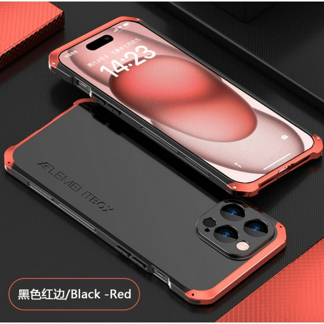 Phone Case for Iphone 14 15 plus pro max Metal backplate Fall prevention Contrasting colors phone case