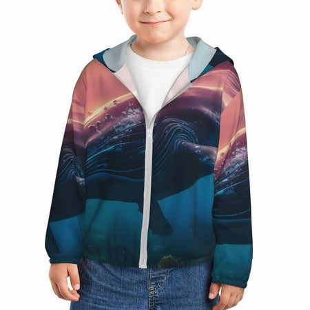 

Vsdgher Sunshine Ocean Whale Kids Sun Protection Hoodie with Zip Rash Guard Tops Children s Long Sleeve Sun Protection Clothing -
