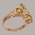 thumbnail image 3 of LBG British Made 10k Rose Gold Cubic Zirconia & Peridot Womens Statement Ring - 33 size options - Size 5, 3 of 6
