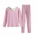 thumbnail image 3 of Women's Thermal Undershirt Set 2PC Sleepwear Long Sleeve Crewneck Pullover Top Fleece Lined Base Layer Set Pink 2XL, 3 of 9