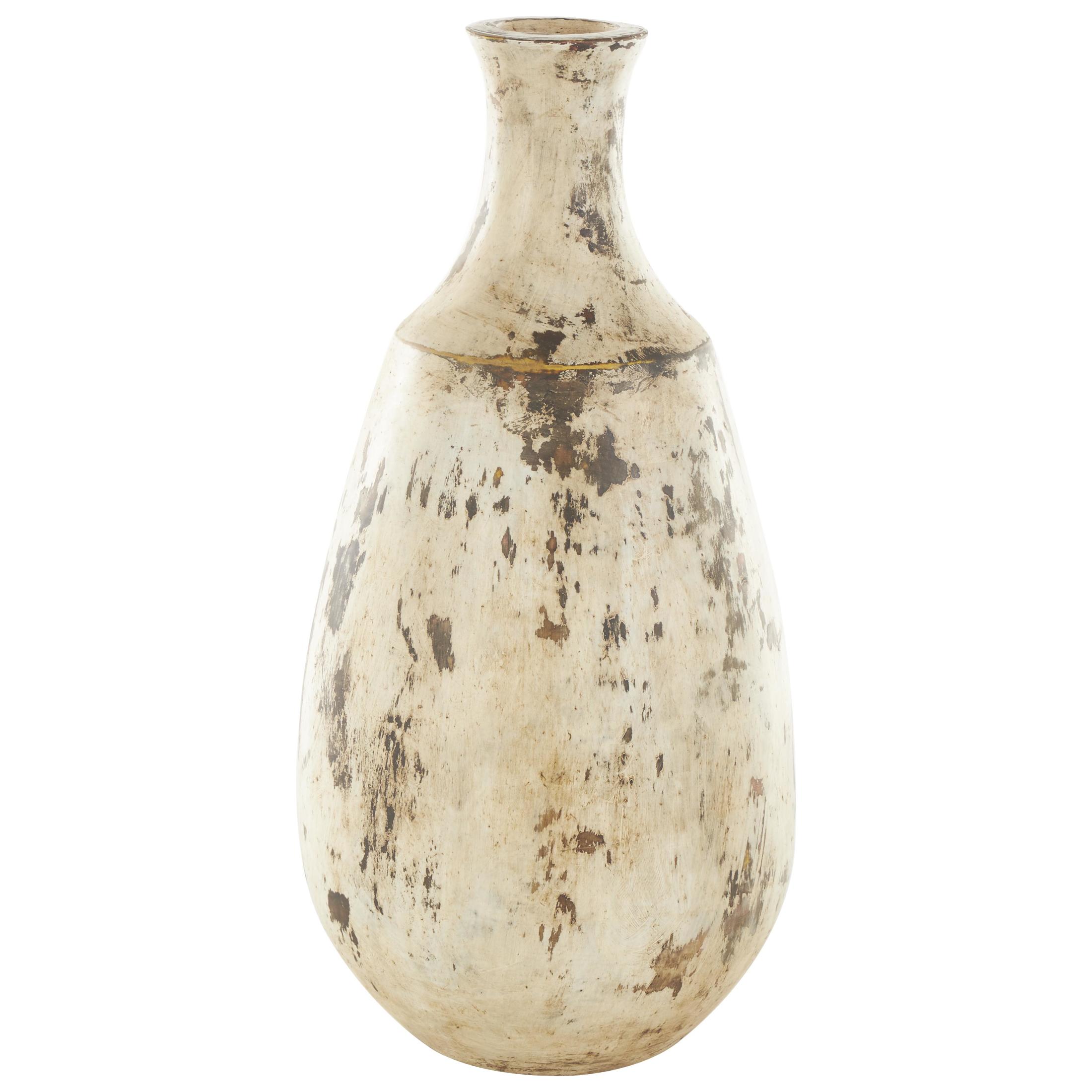DecMode 20" Antique Style Distressed Brown Ceramic Vase