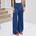 thumbnail image 5 of Wutalume High Waisted Jeans for Women Vintage Style Straight Leg, Retro Wash Denim Pants for Timeless Everyday Comfort,Dark Blue XL, 5 of 7