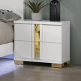 thumbnail image 4 of Miekor Furniture Modern White 3pc Bedroom Set Full Size Bed w LED 2x Nightstands Mattress Ready Furniture Acrylic Trim 89007, 4 of 12