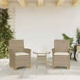 thumbnail image 2 of vidaXL Patio Chairs with Cushions 2 pcs Beige Poly Rattan&Solid Wood, 2 of 9