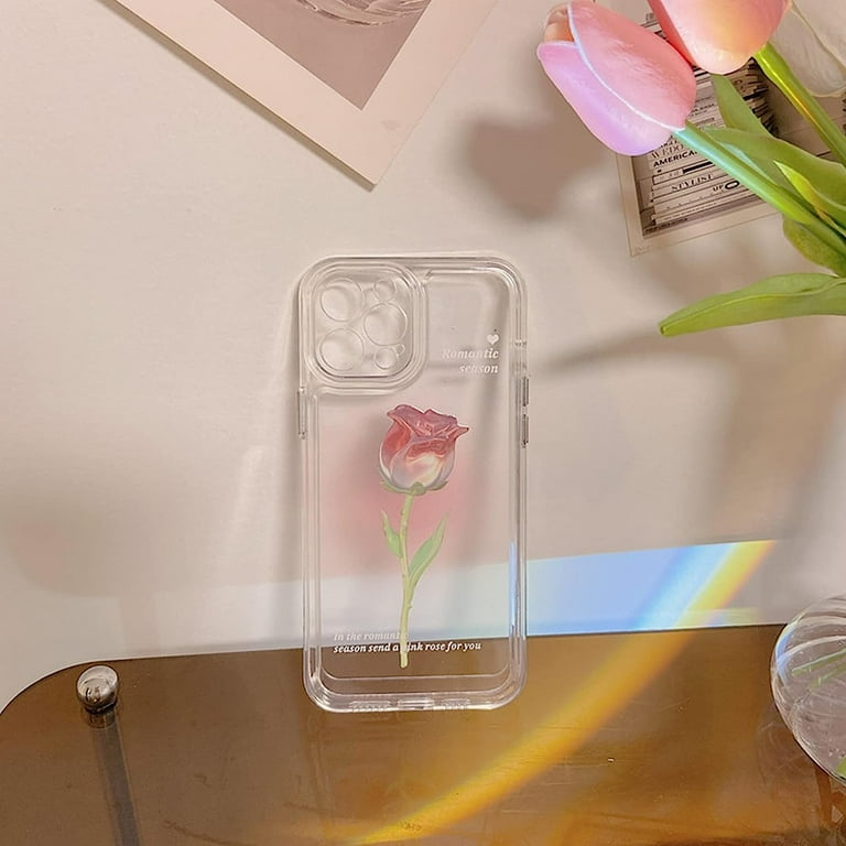 Flower Phone Case for iPhone 15 Pro, Cute Aesthetic Clear