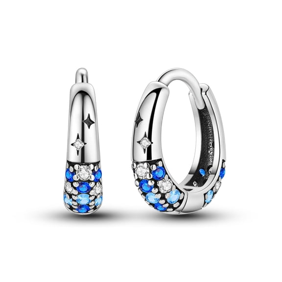 MULA Original 925 Sterling Silver Hoop Earrings Blue 5A Zircon Sparkling Night for Women Jewelry Gift
