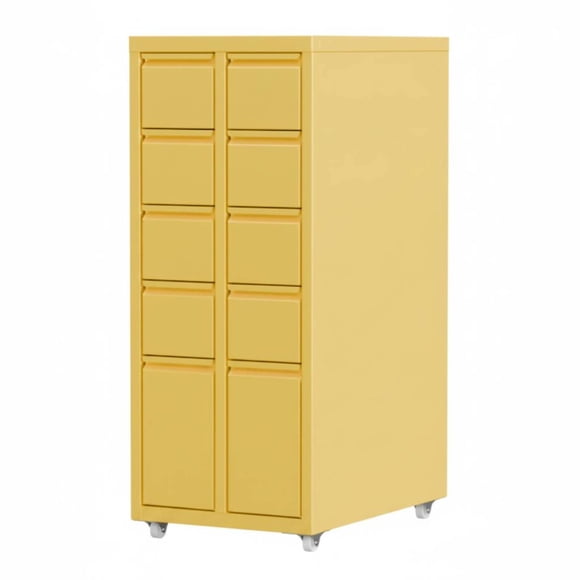 twisto Under Desk Drawer Cabinet Multi Layer Steel Storage Cabinet Slim Design Office Furniture for Students, Bedroom, Golden Yellow