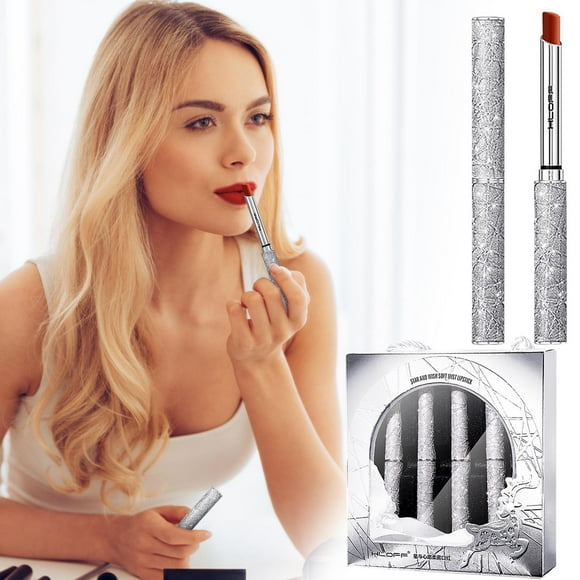 Lápiz labial para mujer, tinte labial, brillo labial HLOFF Heart And Wish Tube Lipstick Set Limited Gift Box Lipstick Cosmetics liq uid lawn