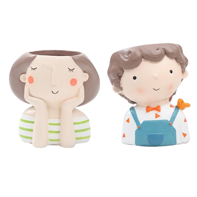 Paquete de 2 s de Resina para Niñas Y , Suculentas, para Exhibición, para Jardín Sunnimix Maceta de chicas de resina