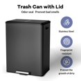 thumbnail image 5 of Kselythan 60 Liter / 16 Gallon Step Dual Trash Can,Rectangular Hands-Free Step Trash Can,Recycle Bins with Lid,2 Removable Wastebusket,Step Pedal,Large Stainless Steel Double Trash Bin for Kitchen, 5 of 7