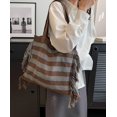 thumbnail image 2 of Kukuzhu Knitted Tote Bag Womens Tassel Shoulder Bag Striped Large Hobo Bag Purses Reusable Shopping Bags Handbags for Women, 2 of 5