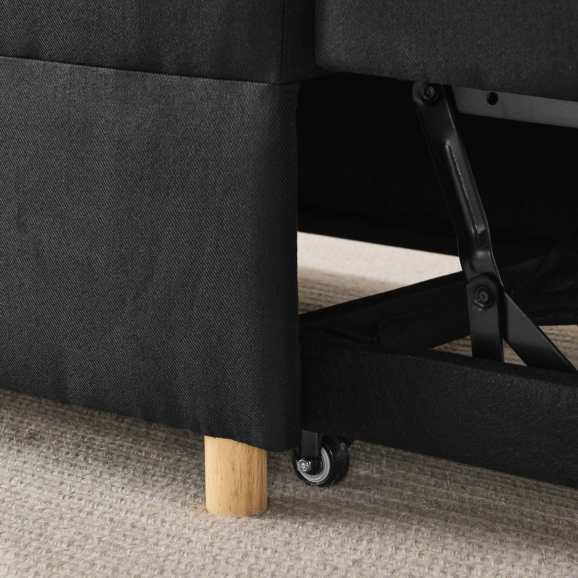Leumius Sleeper Sofa Chair Bed 3 in 1 Convertible Bed Chair with Adjustable Backrest Linen Sleeper Chair Pull-Out Sofa Bed for Small Spaces,Living Room,Black