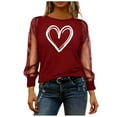 thumbnail image 7 of YTCAMLO Mesh Long Sleeve Womens Blouses Trendy Cute Love Heart Valentines Shirts Lightweight Round Neck Tunic Tops Dressy Outfits, 7 of 7