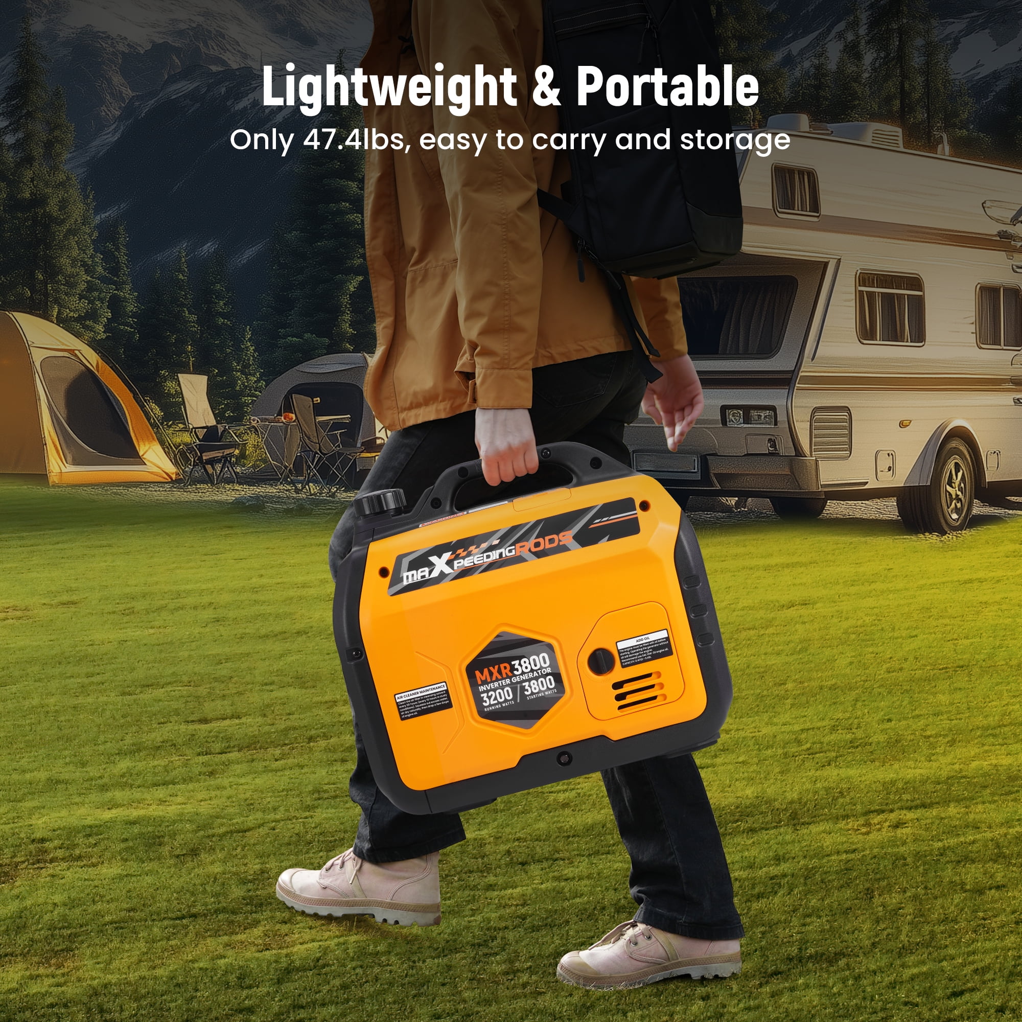 Maxpeedingrods 3800 Watt Portable Gas Powered Generator Inverter for Camping, Home Backup