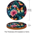 thumbnail image 3 of Butterfly Set of 6 Round Microfiber Leather Coasters, 11x11 cm/4.3x4.3 Inches - Drink Coasters for Home and Office Use, 3 of 6