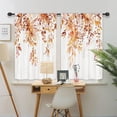 thumbnail image 3 of Orange Eucalyptus Leaves Kitchen Curtains Short Small Autumn Fall Rustic Flower Watercolor Plant Floral Rod Pocket Wood Botanical Bedroom Living Room Treatment Fabric 2 Panels 27.5Wx39H Inch, 3 of 5