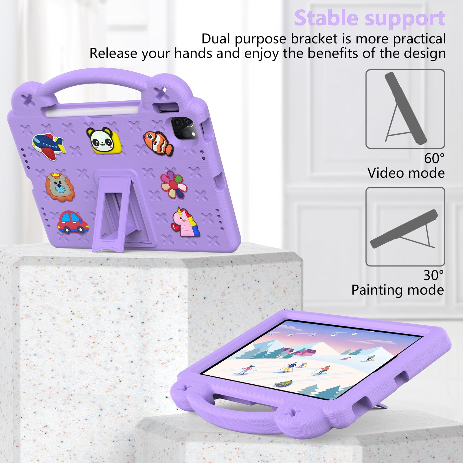 Rugged Case for Apple iPad A16 11th Gen 11 inch 2025 & iPad 10th Gen 10.9" with Screen Protector Film, Shockproof EVA Foam Cover with Adjustable Shoulder Strap, Built-in Kickstand, Child-Friendly