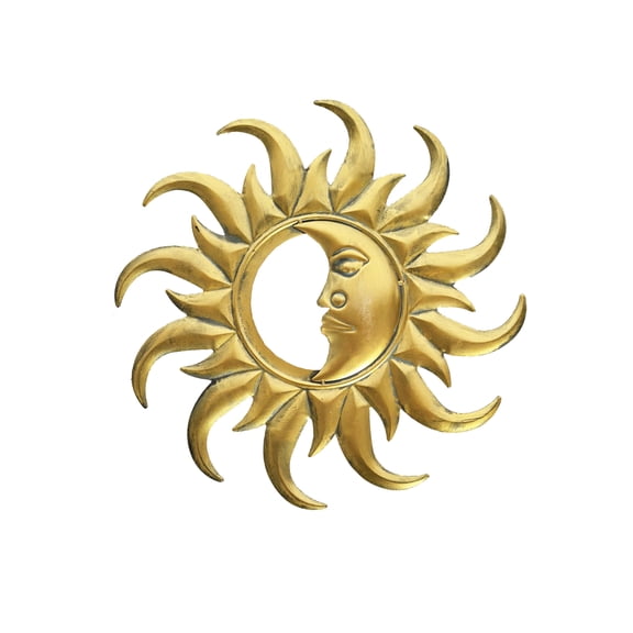Metal Garden Decor-Golden Half Moon Sunface