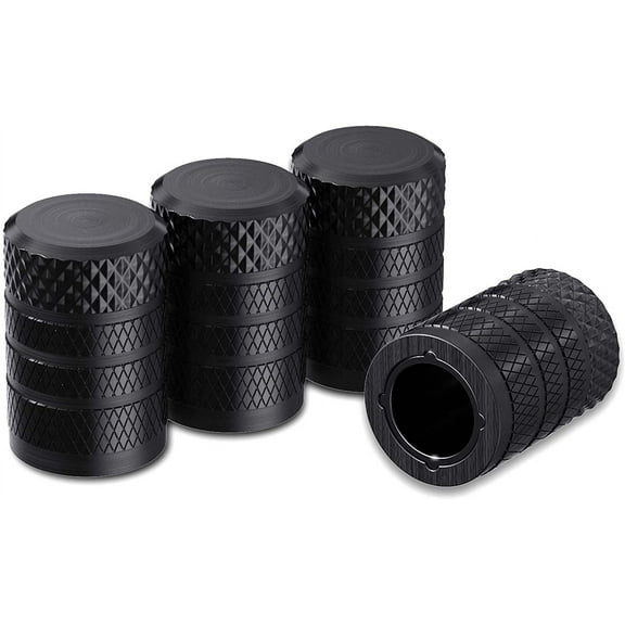 SoiVae Tire Valve Stem Caps, Black, 4 pcs/Pack, Anodized Aluminum Tire Valve Cap Set, Corrosion Resistant, Universal Stem Covers for Cars Trucks Motorcycles SUVs and Bikes