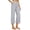 Gray #010, variant on Linen Capri Pants for Women Wide Leg Summer Boho Capris Dressy Casual Elastic Waist Beach Trousers with Pockets Beige L