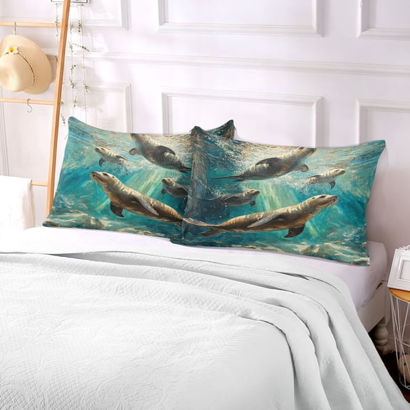 Pillow Case Plush Pillow Sea Lions Pattern Case standard size/King size/Queen size Bed Pillow Pillowcases