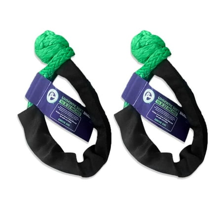 Fort Hill Distributors Soft Shackle 2 Pack - ½” x 22” Off-Road Recovery Kit with Tow Straps & Tow Hooks - Heavy Duty Synthetic Rope for Outdoor Enthusiasts - US Vet Owned, Green, with Bag