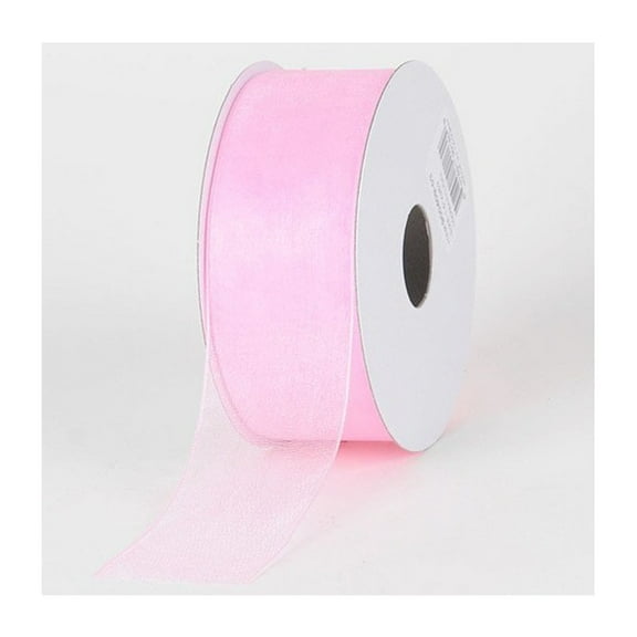 1.5" Wide Light Pink Sheer Organza Ribbon (Not Wired) - 25 Yard Spool