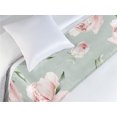 thumbnail image 3 of Pastel Floral Bed Runner, Peony Blooms with Leaves in Soft Colors Vintage Romantic Flowers, Decorative Accent Bedding Scarf for Hotels Homes & Guest Rooms, Twin, Pale Sage Green Rose, by Ambesonne, 3 of 3