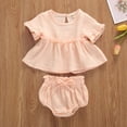 thumbnail image 2 of Franhais Baby Girl Clothes Suit Monochrome Cool Ruffle Short Sleeve Top Stretch Shorts Set, 2 of 8