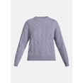 thumbnail image 6 of Scenario Women's Crewneck Cable Knit Mid-weight Sweater, Sizes XS-XXXL, 6 of 6