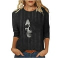 thumbnail image 3 of yoeyez Plus Size Halloween Shirts for Women Fashion Skeleton Print Tops 3/4 Sleeve Women Casual Fall Tops Multicolor,S, 3 of 6